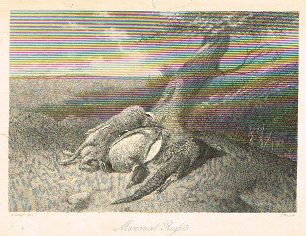 Sporting Magazine - "MANORIAL RIGHTS" (HUNTING) - Engraving - c1865