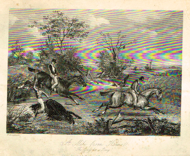 Sporting Magazine - "A MILE FROM HOME"  (FOX HUNTING) - Engraving - c1865