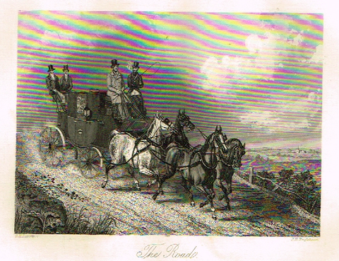 Sporting Magazine - "THE ROAD"  (HORSES & CARRIAGE) - Engraving - c1865