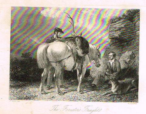 Sporting Magazine - "THE FORESTER'S FREIGHT"  (HUNTING) - Engraving - c1865