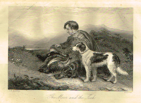 Sporting Magazine - "THE MOOR AND THE LOCH"  (HUNTING) - Engraving - c1865