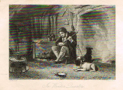 Sporting Magazine - "IN WINTER QUARTERS"  (HUNTING) - Engraving - c1865