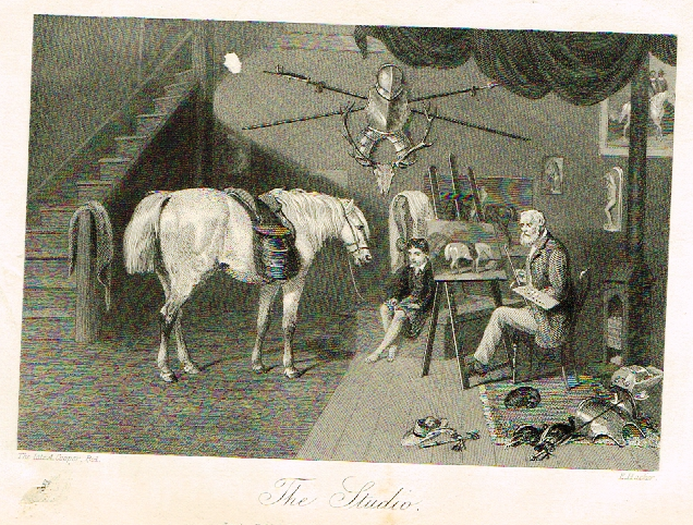 Sporting Magazine - "THE STUDIO"  (HORSES) - Engraving - c1865