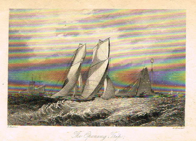 Sporting Magazine - "THE OPENING TRIP" (YACHTING) - Engraving - c1865