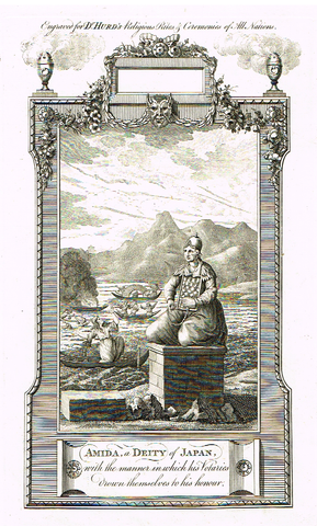 Dr. Hurd's - "AMIDA, A DEITY OF JAPAN" -  Copper Engraving - 1778