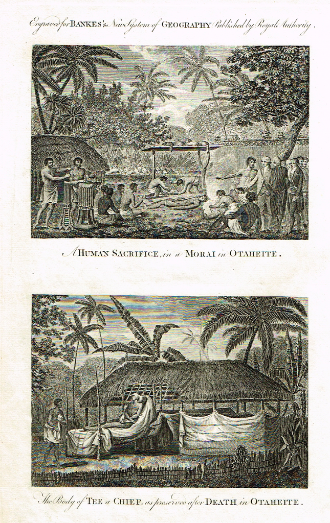 Dr. Bankes's - "HUMAN SACRIFICE IN MORAI IN OTAHEITE" -  Copper Engraving - 1778