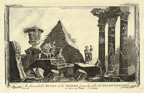 Miller's "REMARKABLE RUINS OF THE MOREA" - Copper Engraving - 1784
