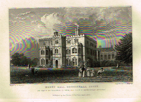 Bartlett's Britain - "MARKS HALL, COGGESHALL ESSEX" - Hand-Colored Steel Engraving - 1832