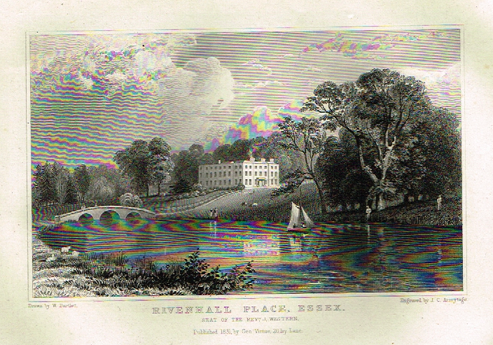 Bartlett's Britain - "RIVENHALL PLACE, ESSEX" - Hand-Colored Steel Engraving - 1832
