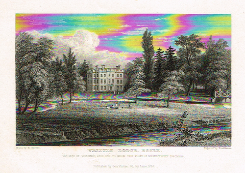 Bartlett's Britain - "WRITTLE LODGE, ESSEX" - Hand-Colored Steel Engraving - 1832