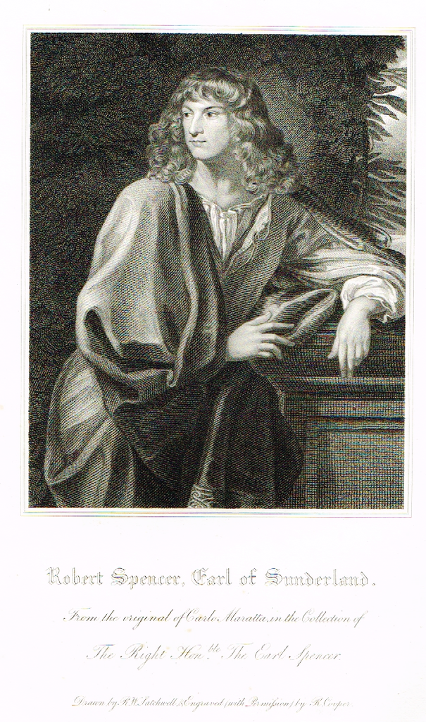 Lodge's "ROBERT SPENCER, EARL OF SUNDERLAND"  - Portrait Engraving - 1816