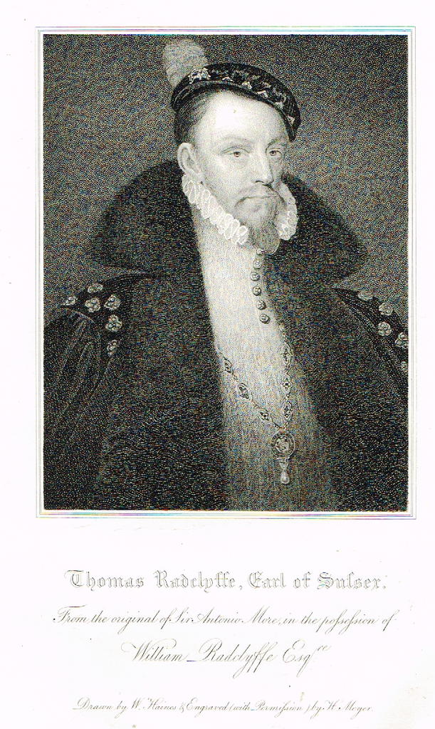 Lodge's "THOMAS RADCLYFFE, EARL OF SUSSEX"  - Portrait Engraving - 1816