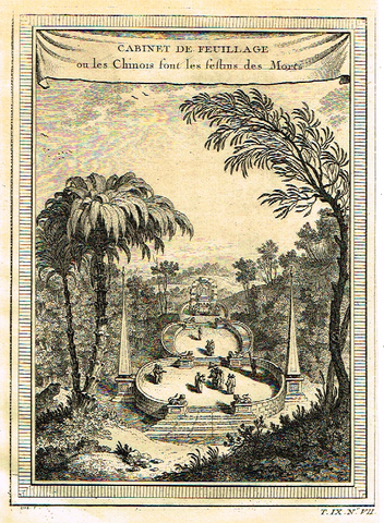 Prevost's Voyages - "CABINET DE FEUILLAGE" - Antique Copper Engraving - 1751