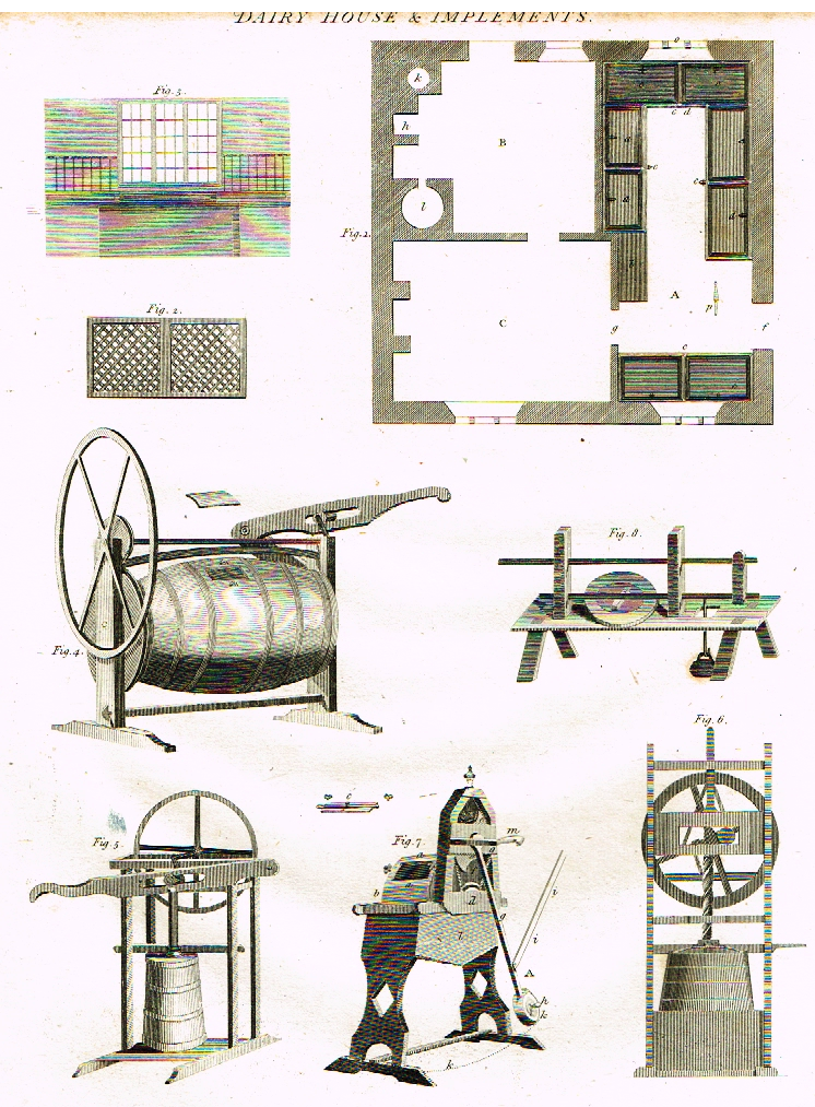 Potato Farming - "DAIRY HOUSE & IMPLIMENTS" - Engraving - 1807