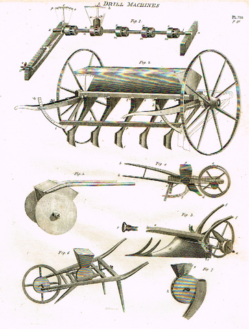 Potato Farming - "DRILL MACHINES" - Engraving - 1807