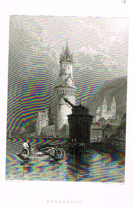 Antique Scene "ANDERNACH" by Stanfield - Steel Engraving - 1832
