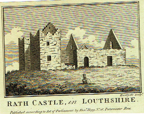 Miniatures Scene - "RATH CASTLE IN LOUTHSHIRE" - Engraving - c1780