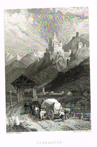 Antique Scene "TRONSBERG" by Stanfield - Steel Engraving - 1832