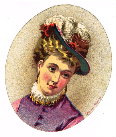 Robinson's Bristol -  "LOVELY WOMAN WITH HAT" - Chromolithograph - c1880