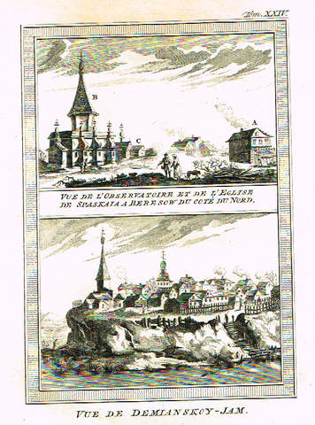 Prevost's Voyages - "VUE DE DEMIANSKOY - JAM" - Antique Copper Engraving - 1751
