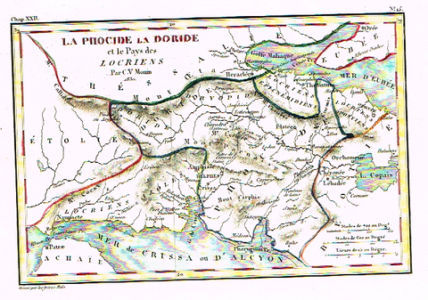 Monin Map - "LA PHOCIDE LA DORIDE"  - Hand Col'd Litho - 1830