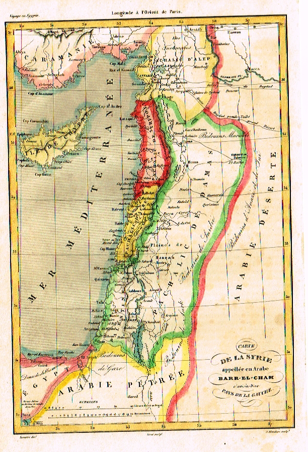 Volney Map - "CARTE DE L'EGYPTE, BARR-MASR"  - Hand Col'd Engraving - 1821