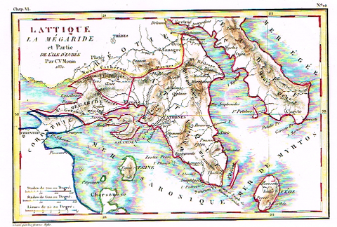 Monin Map - "LATTIQUE LA MEGARIDE"  - Hand Col'd Litho - 1830