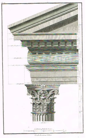 Foucherot's - "DETAILS DU MEME EDIFACE" - Copper Engraving - 1842