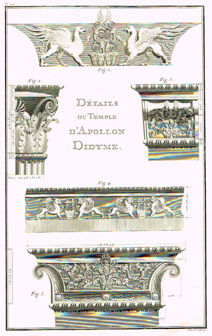Foucherot's - "DETAILS DU TEMPLE D'APOLLON DIDYME" - Copper Engraving - 1842