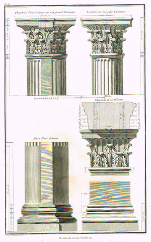 Foucherot's - "DETAILS DU MEME TOMBEAU" - Copper Engraving - 1842