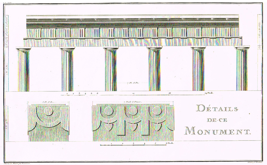 Foucherot's - "DETAILES DE - CE MONUMENT" - Copper Engraving - 1842