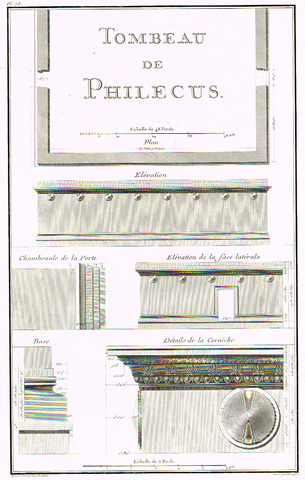 Foucherot's - "TOMBEAU DE PHILECUS" - Copper Engraving - 1842