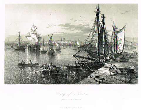 Picturesque America's "CITY OF BOSTON" - Steel Engraving - 1872