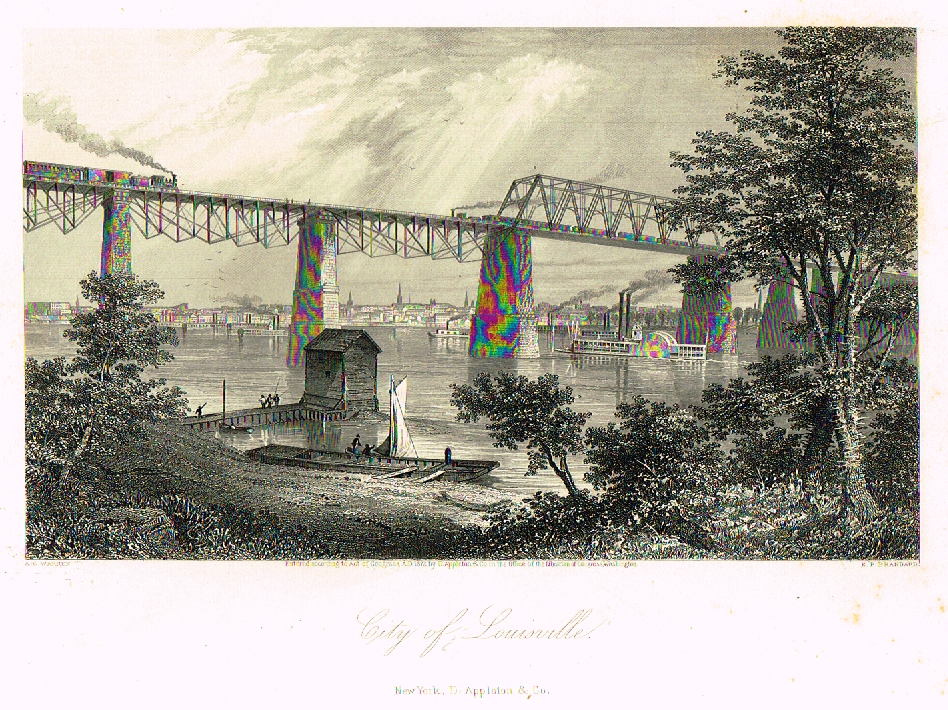 Picturesque America's "CITY OF LOUISVILLE" - Steel Engraving - 1872