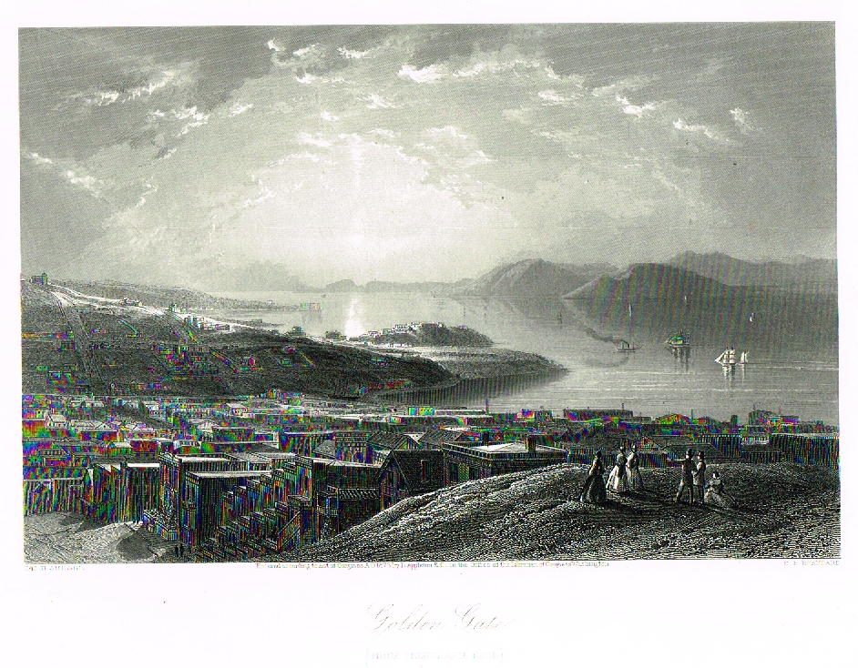 Picturesque America's "GOLDEN GATE" - Steel Engraving - 1872