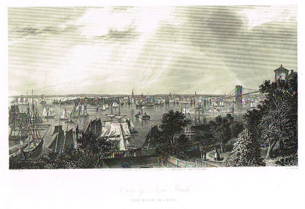 Picturesque America's "CITY OF NEW YORK" - Steel Engraving - 1872