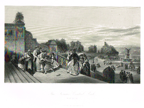 Picturesque America's "THE TERRACE, CENTRAL PARK" - Steel Engraving - 1872