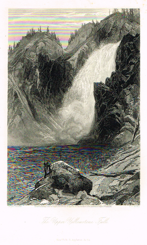 Picturesque America's "THE UPPER YELLOWSTONE FALLS" - Steel Engraving - 1872