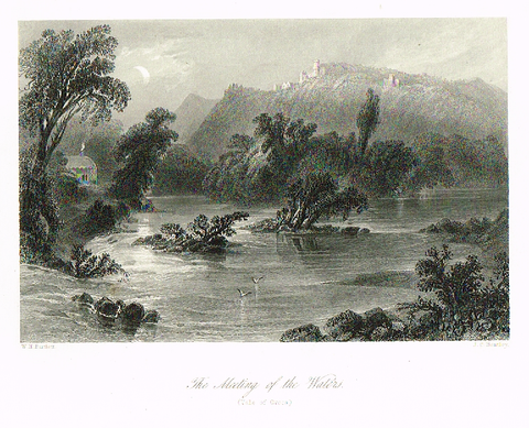 By Bartlett, THE MEETING OF THE WATERS, Steel Engraving, circa 1840