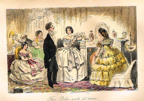 Antique John Leech Satire Print - "FINE BILLY QUITE AT HOME" - H. Col Litho - 1872