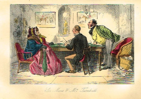 Antique John Leech Satire Print - "SIR MOSES & MR. TURNBULL" - H. Col Litho - 1872