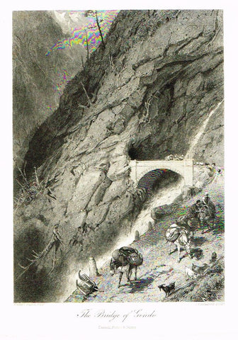 Picturesque Europe's "THE BRIDGE OF GONDO" - Steel Engraving - 1875