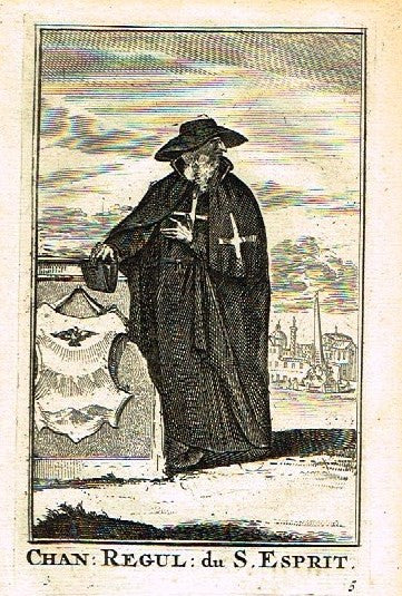 Buonanni's Histoire du Clerge - "CHAN: REGUL: DU S. ESPRIT"- Copper Engraving - 1716