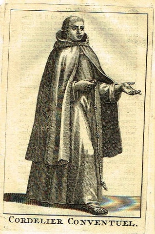 Buonanni's Histoire du Clerge - "CORDELIER CONVENTUEL"- Copper Engraving - 1716