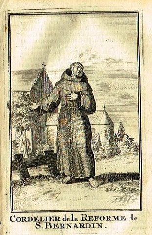 Buonanni's Histoire du Clerge - "CORDELIER DE LA REFORME DE S. BERNARDIN"- Copper Engraving - 1716