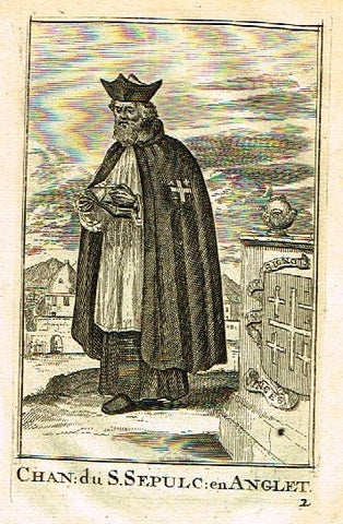 Buonanni's Histoire du Clerge - "CHAN: DU S. SEPULC: EN ANGLET"- Copper Engraving - 1716