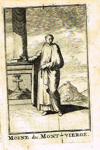 Buonanni's Histoire du Clerge - "MOINE DU MONT VIERGE"- Copper Engraving - 1716