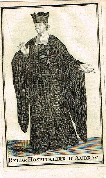 Buonanni's Histoire du Clerge - "RELIG: HOSPITALIER D'AUBRAC"- Copper Engraving - 1716