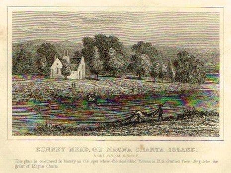 Dugdale's Engand & Wales Delineated - "RUNNEY MEAD or MAGNA CARTA ISLAND" - Steel Engraving -c1840