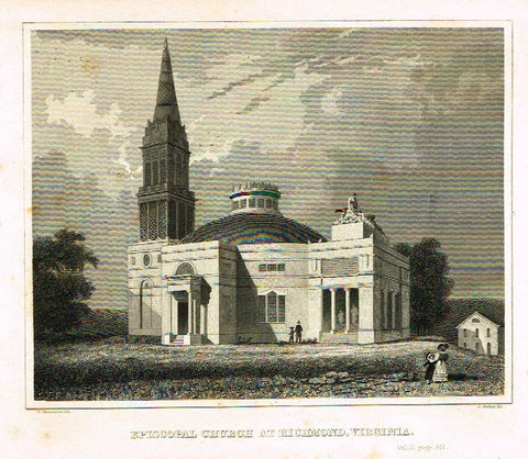 Goodacre's - "EPISCOPAL CHURCH AT RICHMOND, VIRGINIA" - Steel Engraving - c1840